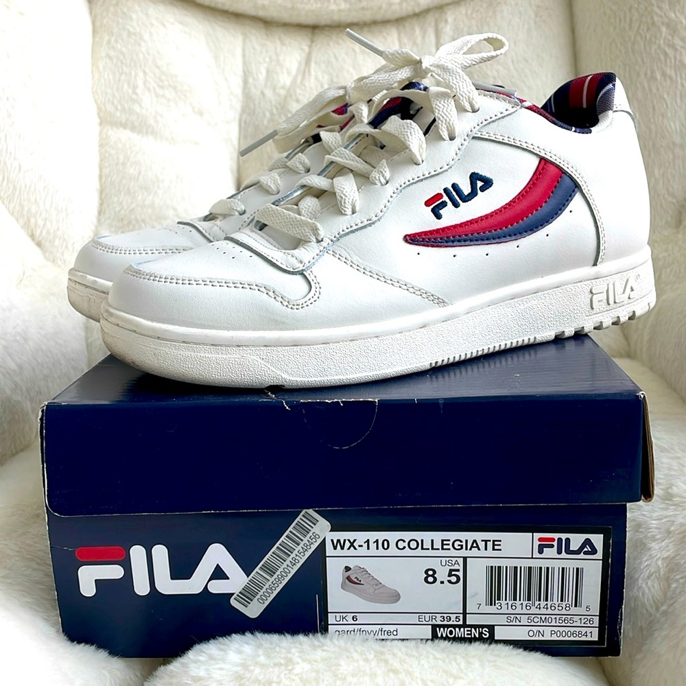 FILA white leather tennis shoes women 8.5 /39.5